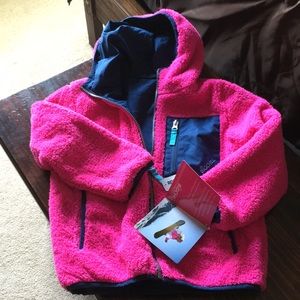 Pink and blue reversible winter coat